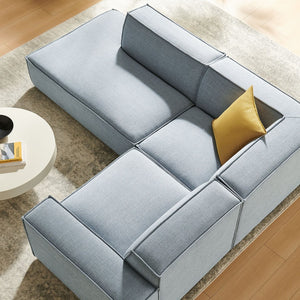 Modway Furniture Restore Modular L-shaped Sectional with French Piping and Stain-resistant Fabric Sky EEI-7419-SKY