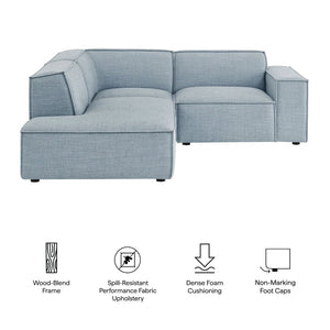 Modway Furniture Restore Modular L-shaped Sectional with French Piping and Stain-resistant Fabric Sky EEI-7419-SKY