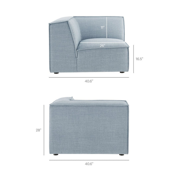 Modway Furniture Restore Modular L-shaped Sectional with French Piping and Stain-resistant Fabric Sky EEI-7419-SKY