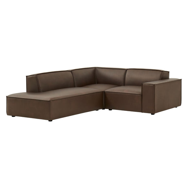 Modway Furniture Restore Modway Vegan Leather L-shaped Sectional with French Piping for Modern Living Espresso EEI-7420-ESP