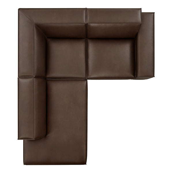Modway Furniture Restore Modway Vegan Leather L-shaped Sectional with French Piping for Modern Living Espresso EEI-7420-ESP