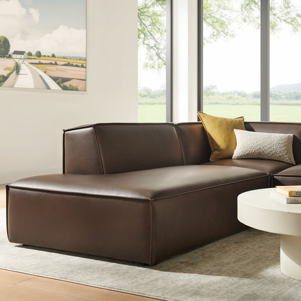 Modway Furniture Restore Modway Vegan Leather L-shaped Sectional with French Piping for Modern Living Espresso EEI-7420-ESP
