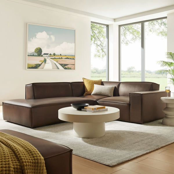 Modway Furniture Restore Modway Vegan Leather L-shaped Sectional with French Piping for Modern Living Espresso EEI-7420-ESP
