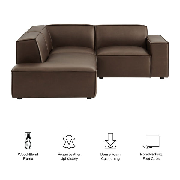 Modway Furniture Restore Modway Vegan Leather L-shaped Sectional with French Piping for Modern Living Espresso EEI-7420-ESP