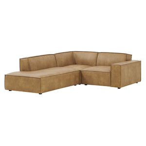 Modway Furniture Restore Modway Vegan Leather L-shaped Sectional with French Piping for Modern Living Toast EEI-7420-TST