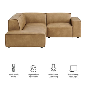 Modway Furniture Restore Modway Vegan Leather L-shaped Sectional with French Piping for Modern Living Toast EEI-7420-TST