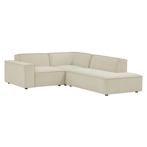 Modway Furniture Restore Modular L Shaped Sectional with Performance Fabric Piped Cushions for Living Rooms Ecru EEI-7421-ECR