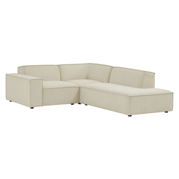 Modway Furniture Restore Modular L Shaped Sectional with Performance Fabric Piped Cushions for Living Rooms Ecru EEI-7421-ECR