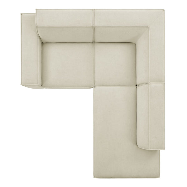 Modway Furniture Restore Modular L Shaped Sectional with Performance Fabric Piped Cushions for Living Rooms Ecru EEI-7421-ECR