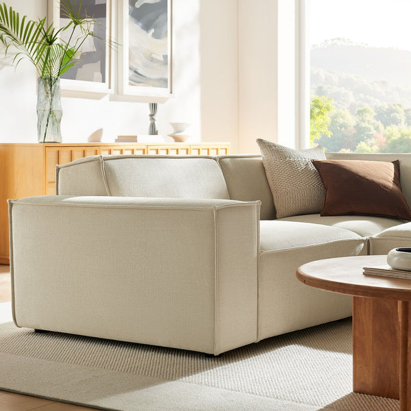Modway Furniture Restore Modular L Shaped Sectional with Performance Fabric Piped Cushions for Living Rooms Ecru EEI-7421-ECR