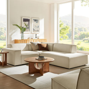 Modway Furniture Restore Modular L Shaped Sectional with Performance Fabric Piped Cushions for Living Rooms Ecru EEI-7421-ECR