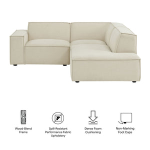 Modway Furniture Restore Modular L Shaped Sectional with Performance Fabric Piped Cushions for Living Rooms Ecru EEI-7421-ECR