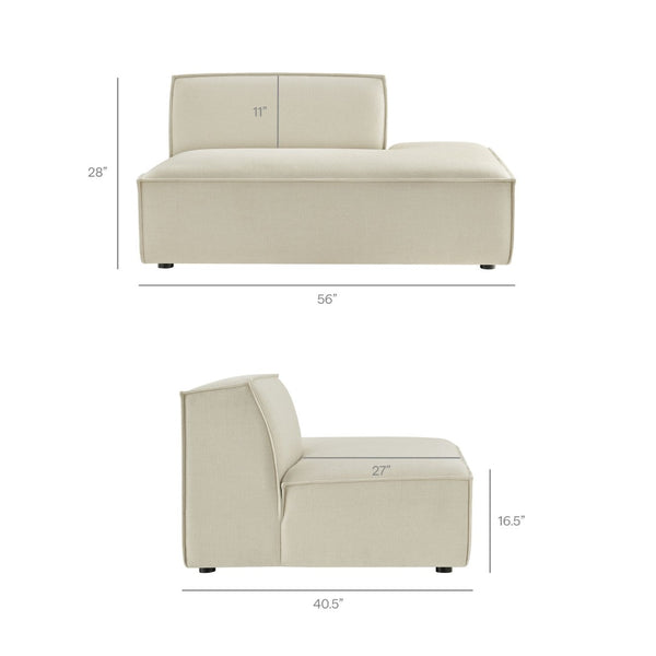 Modway Furniture Restore Modular L Shaped Sectional with Performance Fabric Piped Cushions for Living Rooms Ecru EEI-7421-ECR