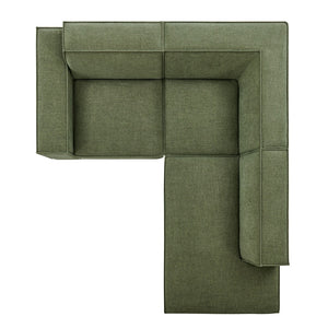 Modway Furniture Restore Modular L Shaped Sectional with Performance Fabric Piped Cushions for Living Rooms Foliage EEI-7421-FOL