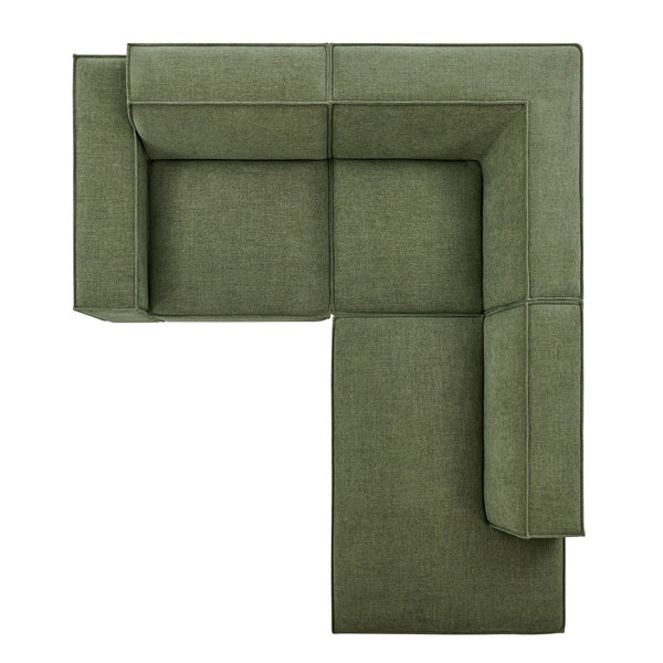 Modway Furniture Restore Modular L Shaped Sectional with Performance Fabric Piped Cushions for Living Rooms Foliage EEI-7421-FOL