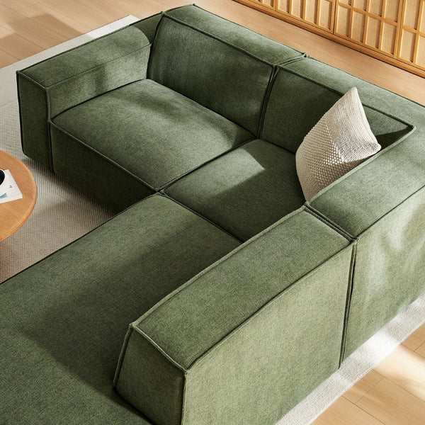 Modway Furniture Restore Modular L Shaped Sectional with Performance Fabric Piped Cushions for Living Rooms Foliage EEI-7421-FOL