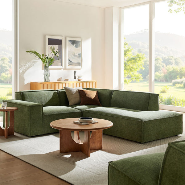 Modway Furniture Restore Modular L Shaped Sectional with Performance Fabric Piped Cushions for Living Rooms Foliage EEI-7421-FOL