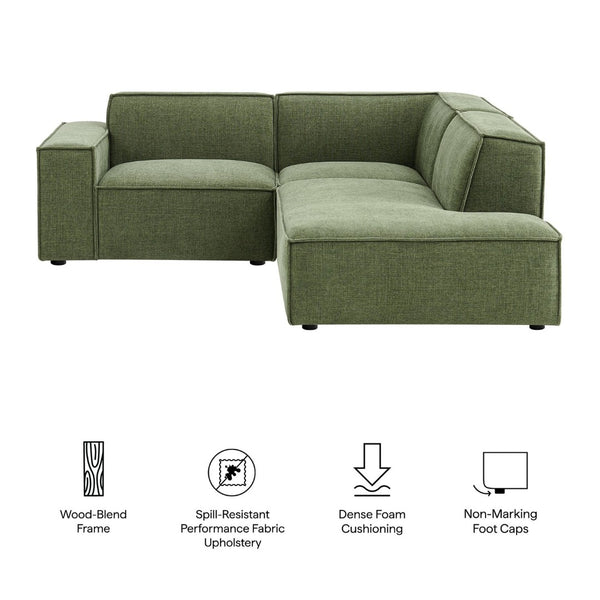 Modway Furniture Restore Modular L Shaped Sectional with Performance Fabric Piped Cushions for Living Rooms Foliage EEI-7421-FOL
