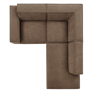 Modway Furniture Restore Modular L Shaped Sectional with Performance Fabric Piped Cushions for Living Rooms Mocha EEI-7421-MOC