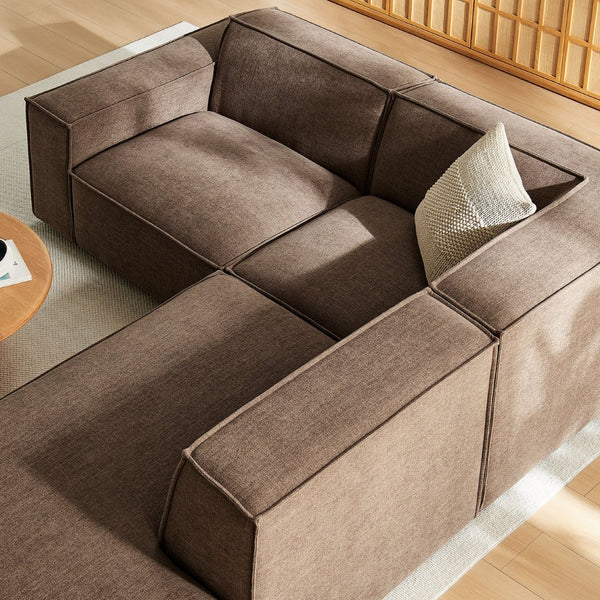 Modway Furniture Restore Modular L Shaped Sectional with Performance Fabric Piped Cushions for Living Rooms Mocha EEI-7421-MOC