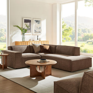 Modway Furniture Restore Modular L Shaped Sectional with Performance Fabric Piped Cushions for Living Rooms Mocha EEI-7421-MOC