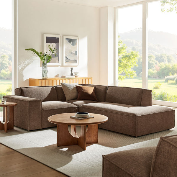 Modway Furniture Restore Modular L Shaped Sectional with Performance Fabric Piped Cushions for Living Rooms Mocha EEI-7421-MOC