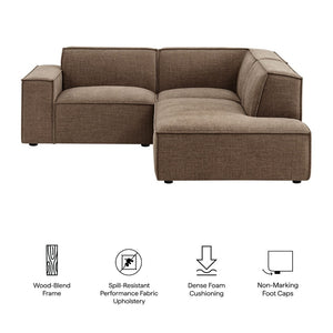 Modway Furniture Restore Modular L Shaped Sectional with Performance Fabric Piped Cushions for Living Rooms Mocha EEI-7421-MOC