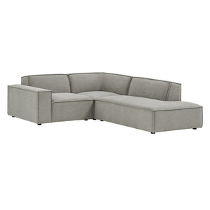 Modway Furniture Restore Modular L Shaped Sectional with Performance Fabric Piped Cushions for Living Rooms Pewter EEI-7421-PEW