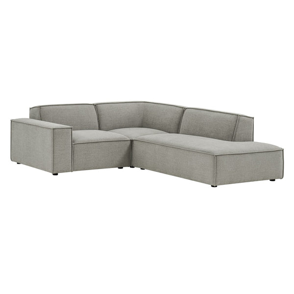 Modway Furniture Restore Modular L Shaped Sectional with Performance Fabric Piped Cushions for Living Rooms Pewter EEI-7421-PEW