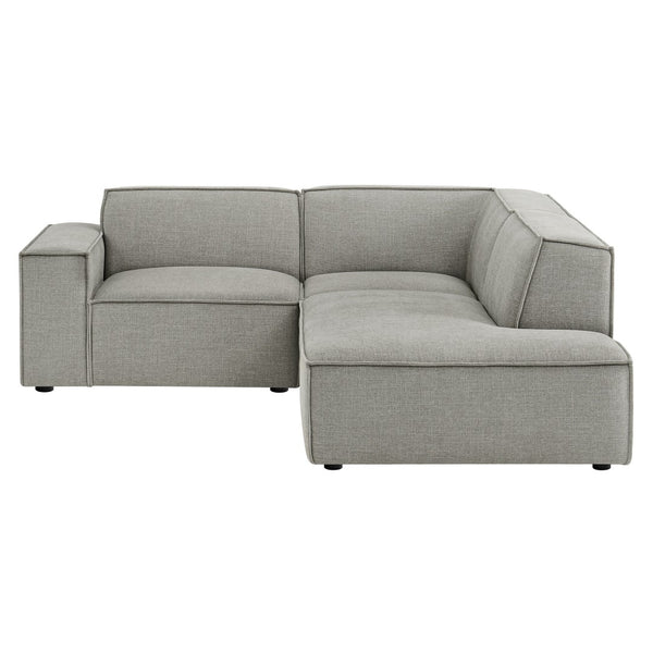 Modway Furniture Restore Modular L Shaped Sectional with Performance Fabric Piped Cushions for Living Rooms Pewter EEI-7421-PEW