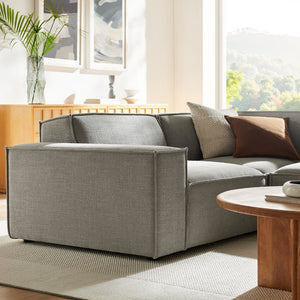 Modway Furniture Restore Modular L Shaped Sectional with Performance Fabric Piped Cushions for Living Rooms Pewter EEI-7421-PEW