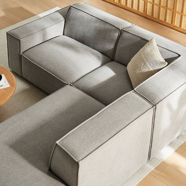 Modway Furniture Restore Modular L Shaped Sectional with Performance Fabric Piped Cushions for Living Rooms Pewter EEI-7421-PEW