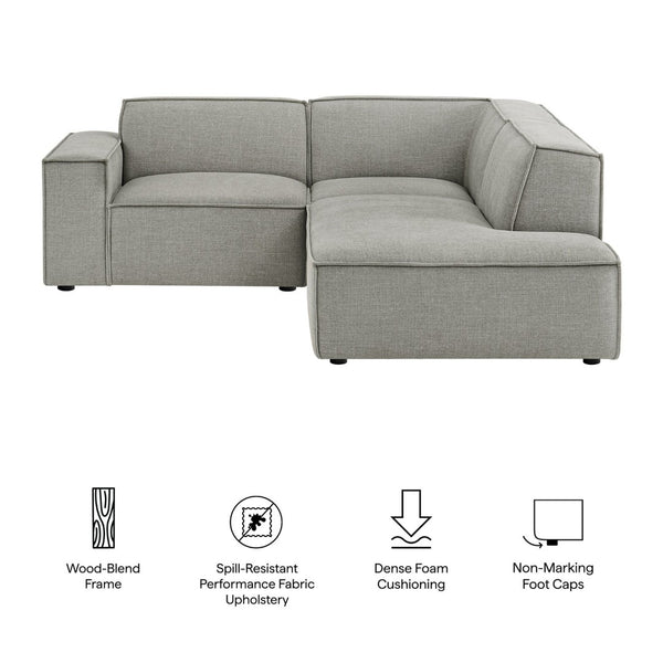 Modway Furniture Restore Modular L Shaped Sectional with Performance Fabric Piped Cushions for Living Rooms Pewter EEI-7421-PEW