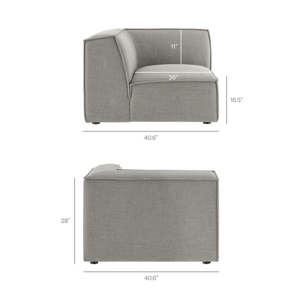 Modway Furniture Restore Modular L Shaped Sectional with Performance Fabric Piped Cushions for Living Rooms Pewter EEI-7421-PEW