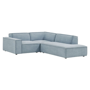 Modway Furniture Restore Modular L Shaped Sectional with Performance Fabric Piped Cushions for Living Rooms Sky EEI-7421-SKY