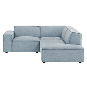 Modway Furniture Restore Modular L Shaped Sectional with Performance Fabric Piped Cushions for Living Rooms Sky EEI-7421-SKY