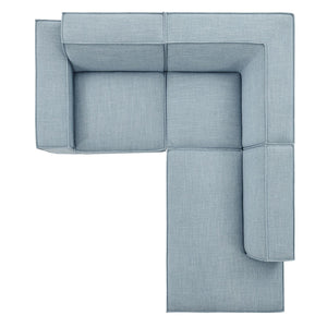 Modway Furniture Restore Modular L Shaped Sectional with Performance Fabric Piped Cushions for Living Rooms Sky EEI-7421-SKY