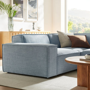 Modway Furniture Restore Modular L Shaped Sectional with Performance Fabric Piped Cushions for Living Rooms Sky EEI-7421-SKY