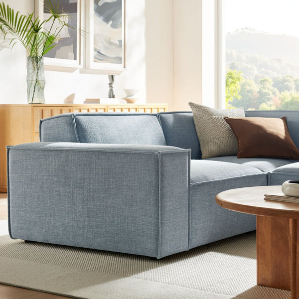 Modway Furniture Restore Modular L Shaped Sectional with Performance Fabric Piped Cushions for Living Rooms Sky EEI-7421-SKY