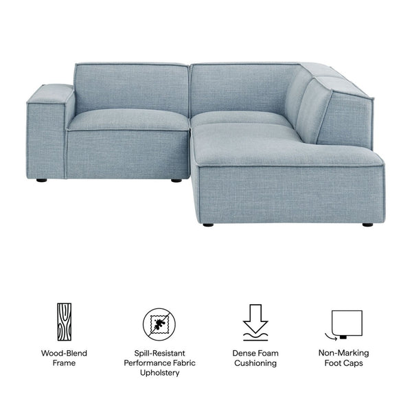 Modway Furniture Restore Modular L Shaped Sectional with Performance Fabric Piped Cushions for Living Rooms Sky EEI-7421-SKY