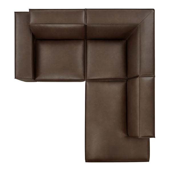 Modway Furniture Restore Modway Vegan Leather L-shaped Sectional with Pocket Coil Cushion Support Espresso EEI-7422-ESP