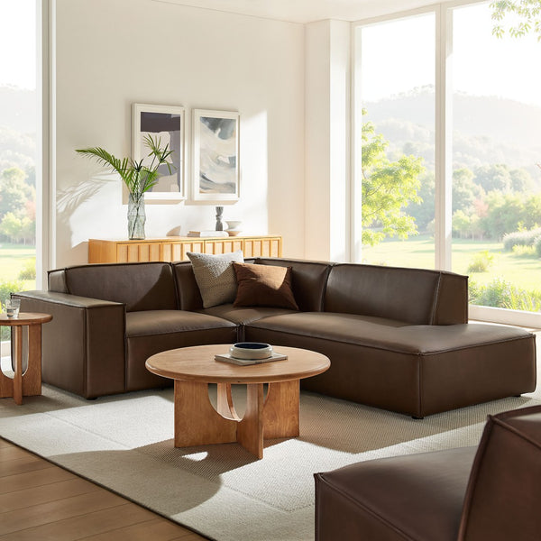 Modway Furniture Restore Modway Vegan Leather L-shaped Sectional with Pocket Coil Cushion Support Espresso EEI-7422-ESP
