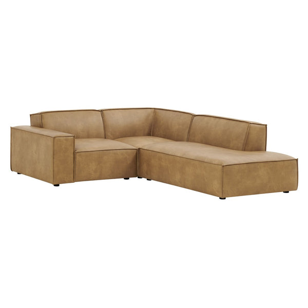Modway Furniture Restore Modway Vegan Leather L-shaped Sectional with Pocket Coil Cushion Support Toast EEI-7422-TST