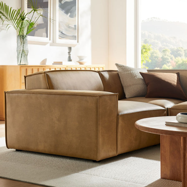 Modway Furniture Restore Modway Vegan Leather L-shaped Sectional with Pocket Coil Cushion Support Toast EEI-7422-TST