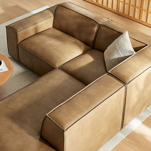 Modway Furniture Restore Modway Vegan Leather L-shaped Sectional with Pocket Coil Cushion Support Toast EEI-7422-TST