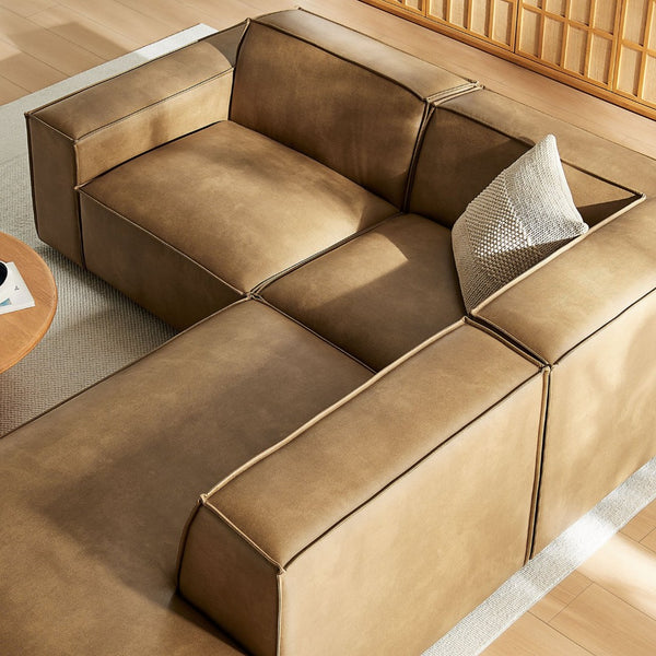 Modway Furniture Restore Modway Vegan Leather L-shaped Sectional with Pocket Coil Cushion Support Toast EEI-7422-TST