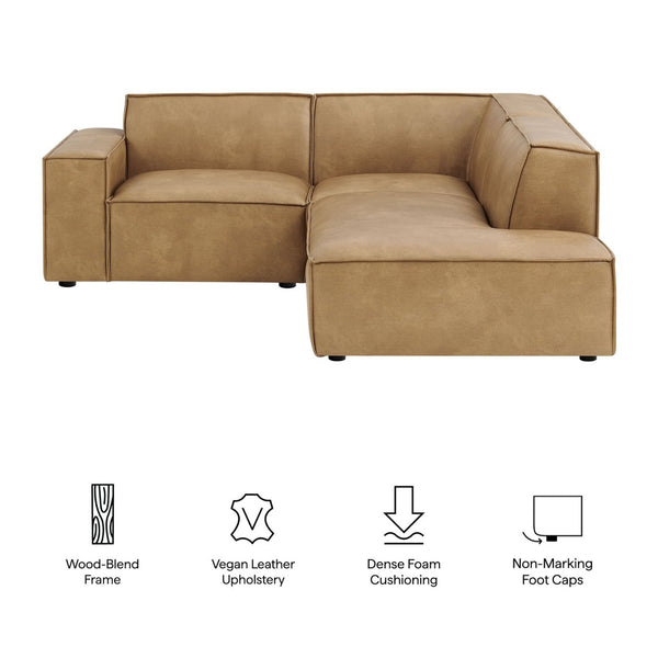 Modway Furniture Restore Modway Vegan Leather L-shaped Sectional with Pocket Coil Cushion Support Toast EEI-7422-TST