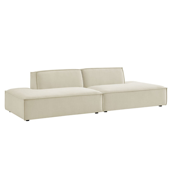 Modway Furniture Restore Modular 2 Piece Loveseat with Performance Fabric and Pocket Coil Cushions Ecru EEI-7423-ECR