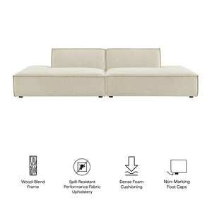 Modway Furniture Restore Modular 2 Piece Loveseat with Performance Fabric and Pocket Coil Cushions Ecru EEI-7423-ECR