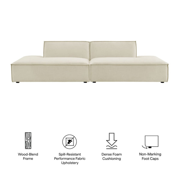 Modway Furniture Restore Modular 2 Piece Loveseat with Performance Fabric and Pocket Coil Cushions Ecru EEI-7423-ECR